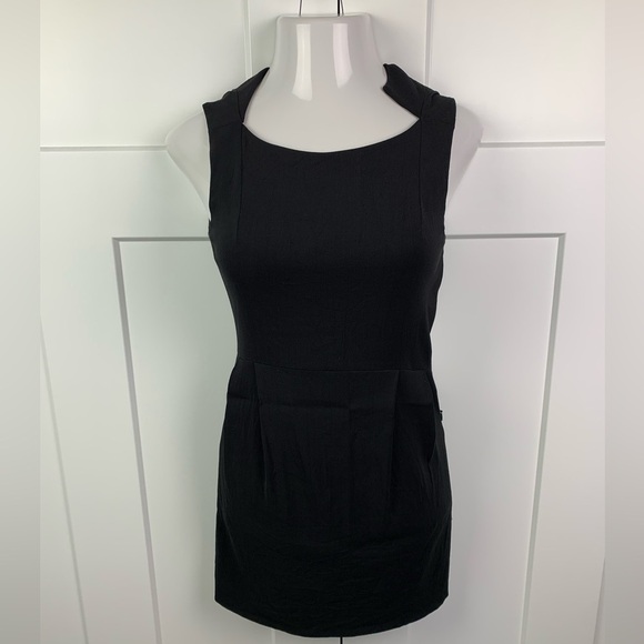 Theory Small Black Dress Sleeveless Pencil Knee Length Office Siren Boardroom - Picture 1 of 12